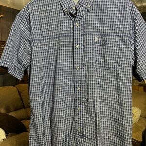 J. Peterman Navy Plaid Casual Shirt